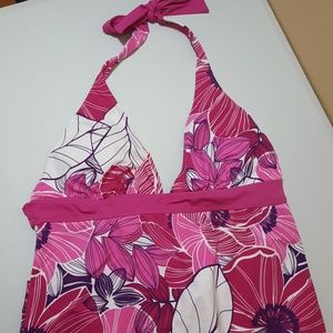 5/$15 Jaclyn Smith pink flower swimsuit size 16